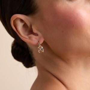 Lulus Clarise Gold Rhinestone Huggie Hoop Earrings - Size One Size